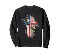 Cruz patriótica Americana Estrellas Rosas Arte Sudadera