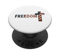 Cruz patriótica de la Libertad Cristiana Bandera de Estados Unidos Vintage PopSockets PopGrip Adhesivo