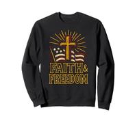 Cruz patriótica fe Libertad Vintage Hombre Cristiano Sudadera