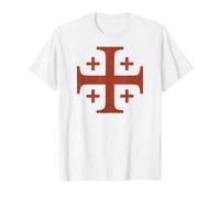 Cruz roja de Jerusalén de los Caballeros Templarios Desvanecida Camiseta gráfica económica, Hombre, Blanco, L