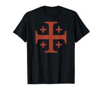 Cruz roja de Jerusalén de los Caballeros Templarios Desvanecida Camiseta gráfica económica, Hombre, Negro, L