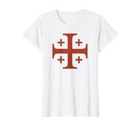 Cruz roja de Jerusalén de los Caballeros Templarios Desvanecida Camiseta gráfica económica, Mujer, Blanco, L