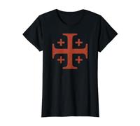 Cruz roja de Jerusalén de los Caballeros Templarios Desvanecida Camiseta gráfica económica, Mujer, Negro, M