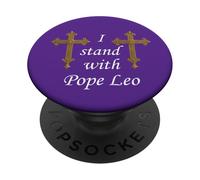 Cruz Romana. Estoy con el Papa León. PopSockets PopGrip Adhesivo