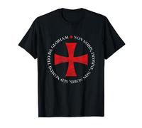 Cruz Templaria con Lema Templario Efecto Desgastado Vintage Camiseta