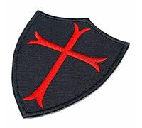 Cruz Templaria Escudo de Caballeros Templarios Cruzados Militares. Parche Moral Broche Bordado Termoadhesivo. Parche Templario. 8 x 6 cm