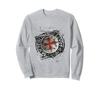 Cruzada de Regalo de Escudo y Cruz de Caballero templario Sudadera, Unisex para Adultos, Gris Jaspeado, XXL