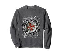 Cruzada de Regalo de Escudo y Cruz de Caballero templario Sudadera, Unisex para Adultos, Jaspeado Oscuro, S