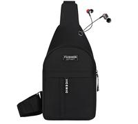 Cruzado ño con : Tela Oxford Impermeable, Orificio para Auriculares Integrado, Mini De Pecho De Alta Densidad, De Hombro Compacto con Cremallera Music-Companion | Riñon