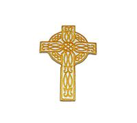 Cruzar Cruz Cristo Religión Amarillo/Blanco 9,5X6,2Cm - Parches Termoadhesivos Bordados Aplique Para Ropa, Tamaño: 9,5 x 6,2 cm