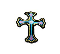 Cruzar Cruz Cristo Religión Colorido 7,7X6,2Cm - Parches Termoadhesivos Bordados Aplique Para Ropa, Tamaño: 7,7 x 6,2 cm