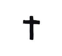 Cruzar Cruz Cristo Religión Negro 3,2X5,4Cm - Parches Termoadhesivos Bordados Aplique Para Ropa, Tamaño: 3,2 x 5,4 cm
