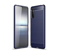 Cruzerlite - Funda Carcasa para Sony Xperia 10 III, diseño de fibra de carbono con textura y antiarañazos, absorción de golpes, color azul