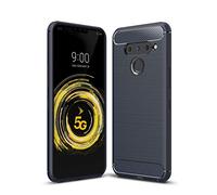 Cruzerlite Funda LG V50 ThinQ, Funda LG V50, Carbon Fiber Texture Design & Leather Texture Design Back Cover Anti-Scratch Shock Absorption for LG V50 ThinQ (Blue)