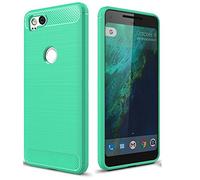 Cruzerlite Funda para Google Pixel 2 XL Funda, Carbon Fiber Shock Absorption Slim Cover para Google Pixel 2 XL (2017) (Teal)