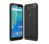 Cruzerlite Funda para Google Pixel 3a XL, Carbon Fiber Texture Design Back Cover Anti-Scratch Shock Absorption Cover para Google Pixel 3a XL (Black)