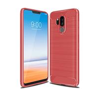 Cruzerlite Funda LG G7, Funda LG G7 ThinQ, Carbon Fiber Shock Absorption Slim Case for LG G7/ LG G7 ThinQ (Red)