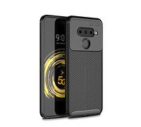 Cruzerlite Funda LG V50 ThinQ, Funda LG V50, Carbon Fiber Texture Design & Leather Texture Design Back Cover Anti-Scratch Shock Absorption for LG V50 ThinQ (Carbon Black)