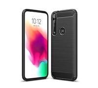 Cruzerlite Funda para Moto G8 Plus, Carbon Fiber Texture Design Cover Anti-Scratch Shock Absorption Cover para Moto G8 Plus (Black)