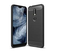 Cruzerlite Funda para Nokia 7.1, Carbon Fiber Shock Absorption Slim TPU Cover para Nokia 7.1 (2018) (Black)