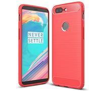 Cruzerlite Funda para Oneplus 5t Funda, Carbon Fiber Shock Absorption Slim TPU Cover para Oneplus 5t (Red)