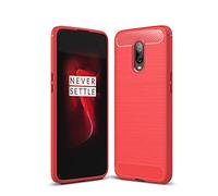Cruzerlite Funda para Oneplus 6T, Carbon Fiber Shock Absorption Slim TPU Cover para Oneplus 6T (Red)
