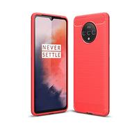 Cruzerlite Funda para OnePlus 7T, Carbon Fiber Texture Design Cover Anti-Scratch Shock Absorption Funda para OnePlus 7T (Red)