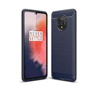 Cruzerlite Funda para OnePlus 7T, Carbon Fiber Texture Design Cover Anti-Scratch Shock Absorption Funda para OnePlus 7T (Blue)