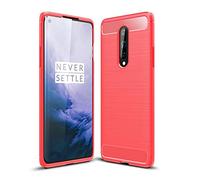 CruzerLite Funda compatible con Oneplus 8, diseño de textura de fibra de carbono, antiarañazos, absorción de golpes, compatible con Oneplus 8 (2020) (rojo)