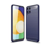 Cruzerlite Funda para Samsung Galaxy A22 4G, Carbon Fiber Texture Design Cover Anti-Scratch Shock Absorption Funda para Samsung Galaxy A22 4G (Blue)