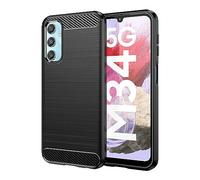 CruzerLite Funda compatible con Samsung Galaxy M34 funda de fibra de carbono con diseño de textura antiarañazos y absorción de golpes diseñada para Samsung Galaxy M34 (2023) (negro)