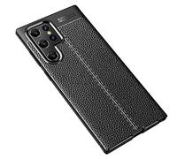 CruzerLite Funda para Samsung Galaxy S22 Ultra, diseño de textura de fibra de carbono, antiarañazos, absorción de golpes, funda para Samsung Galaxy S22 Ultra (2022) (cuero negro)