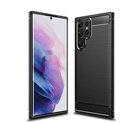 CruzerLite Funda para Samsung Galaxy S22 Ultra - Textura de fibra de carbono, antiarañazos, absorción de golpes (negro)