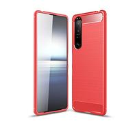 Cruzerlite - Funda para Sony Xperia 1 III, diseño de fibra de carbono con textura de fibra de carbono para Sony Xperia 1 III, color rojo