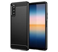 Cruzerlite Funda para Sony Xperia 10 IV, Carbon Fiber Texture Design Cover Anti-Scratch Shock Absorption Funda para Sony Xperia 10 IV (2022) (Black)