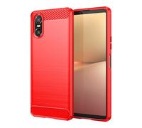 Cruzerlite Funda para Sony Xperia 10 VI, diseño de textura de fibra de carbono, cubierta antiarañazos, absorción de impactos, funda Sony Xperia 10 VI Case (2025) (rojo)