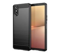 Cruzerlite Funda para Sony Xperia 10 VI, diseño de textura de fibra de carbono, cubierta antiarañazos, absorción de impactos, funda Sony Xperia 10 VI Case (2025) (negro)