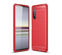 Cruzerlite Funda Sony Xperia 5 II, Carbon Fiber Texture Design Cover Anti-Scratch Shock Absorption Case for Sony Xperia 5 II (2020) (Red)