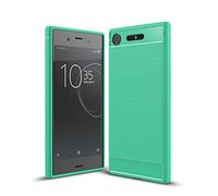 Cruzerlite Funda para Sony Xperia XZ1 Funda, Carbon Fiber Shock Absorption Slim TPU Cover para Sony Xperia XZ1 (2017) (Teal)