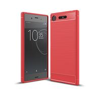 Cruzerlite Funda para Sony Xperia XZ1 Funda, Carbon Fiber Shock Absorption Slim TPU Cover para Sony Xperia XZ1 (2017) (Red)