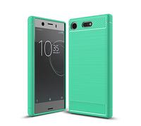 Cruzerlite Sony Xperia XZ1 Compact Funda, Carbon Fiber Shock Absorption Slim TPU Cover Funda For Sony Xperia XZ1 Compact (2017) (Teal)