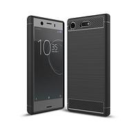 Cruzerlite Sony Xperia XZ1 Compact Funda, Carbon Fiber Shock Absorption Slim TPU Cover Funda For Sony Xperia XZ1 Compact (2017) (Black)