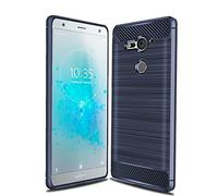 Cruzerlite Funda para Sony Xperia XZ2 Compact, Carbon Fiber Shock Absorption Slim Cover para Sony Xperia XZ2 Compact (2018) (Blue)