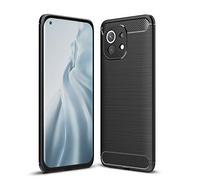 Cruzerlite Funda para Xiaomi Mi 11, Carbon Fiber Texture Design Cover Anti-Scratch Shock Absorption Funda para Xiaomi Mi 11 (2021) (Negro)