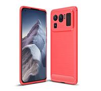 Cruzerlite Funda para Xiaomi Mi 11 Ultra, Carbon Fiber Texture Design Cover Anti-Scratch Shock Absorption Funda para Xiaomi Mi 11 Ultra (2021) (Red)