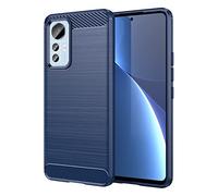 Cruzerlite Funda para Xiaomi Mi 12 Lite, diseño de Textura de Fibra de Carbono, antiarañazos, absorción de Golpes para Xiaomi Mi 12 Lite 5G (2022) (Azul)