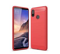 Cruzerlite Funda para Xiaomi Mi MAX 3, Carbon Fiber Shock Absorption Slim TPU Cover para Xiaomi Mi MAX 3 (Red)