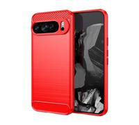 Cruzerlite Compatible con Google Pixel 9 Pro XL Funda, Fibra de Carbono Textura Diseño Cover Anti-Scratch Shock Absorción Case Funda Protectora para Google Pixel 9 Pro XL Case (2024) (Rojo)
