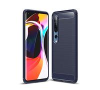 Cruzerlite Funda Xiaomi Mi 10, Funda Xiaomi Mi 10 Pro, Carbon Fiber Texture Design Back Cover Anti-Scratch Shock Absorption Case for Xiaomi Mi 10/10 Pro (Blue)