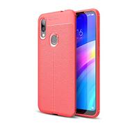 Cruzerlite Funda Xiaomi Redmi 7, Funda Redmi 7, Carbon Fiber Texture Design & Leather Texture Design Back Cover Anti-Scratch Shock Absorption Case for Xiaomi Redmi 7 (Leather Red)